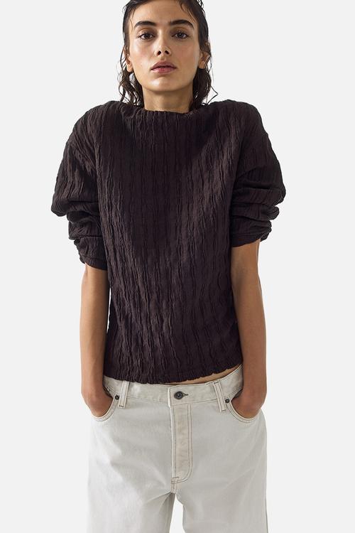 Boat-neck top - dark brown