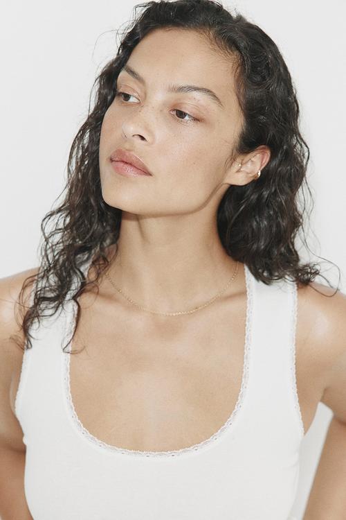 Lace-trimmed vest top - white