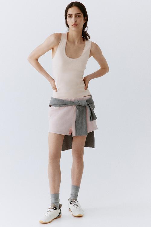 Lace-trimmed vest top - light pink