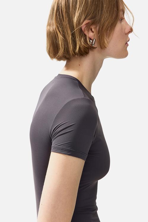 Short-sleeved microfibre body - dark grey