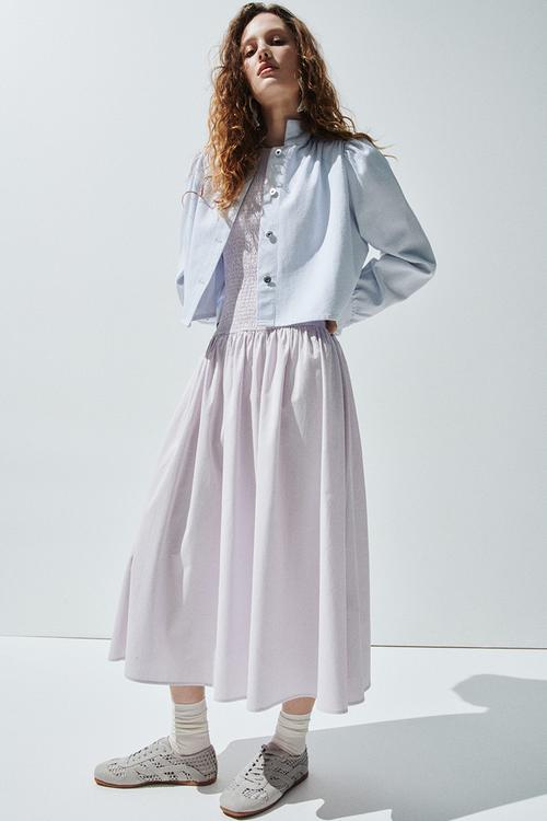 Smocked seersucker dress - light purple