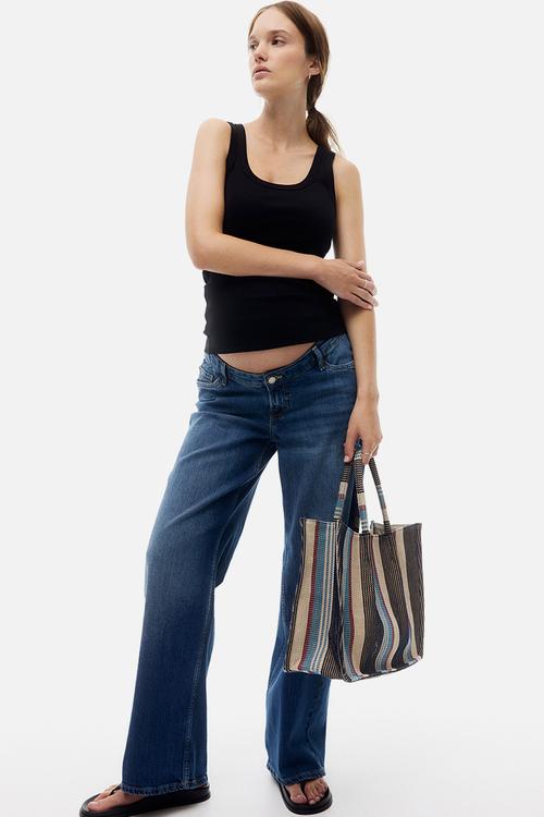 Mama ribbed vest top - black