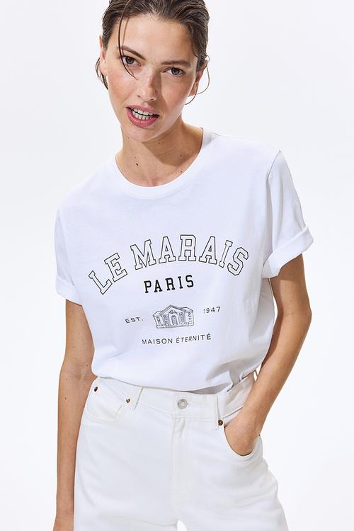 Printed T-shirt - white/le marais