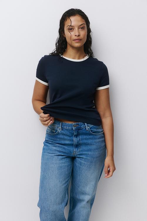 Cotton T-shirt - navy blue