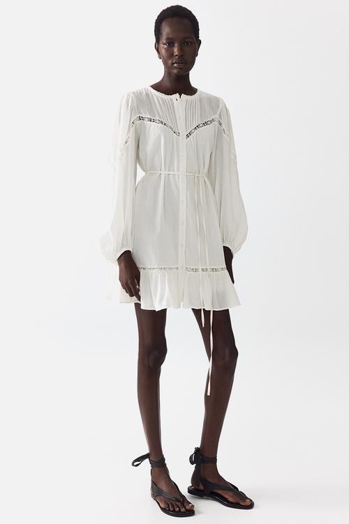 Cotton tunic dress - white
