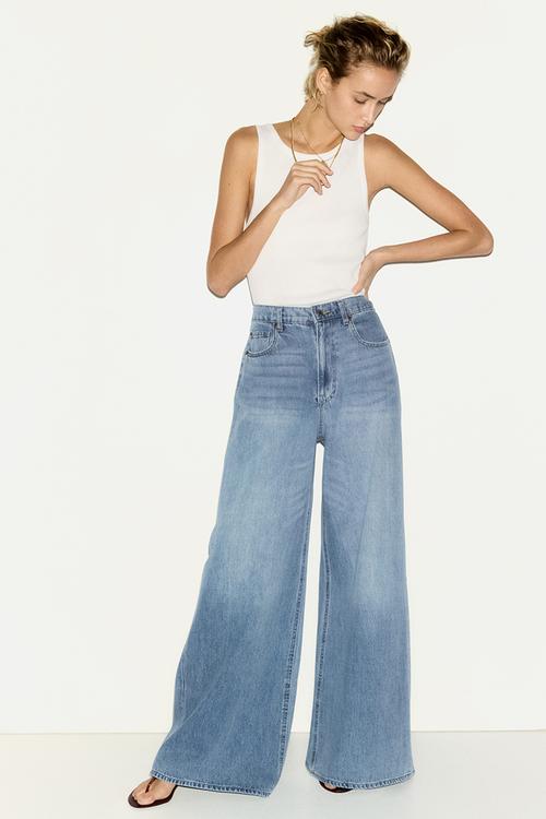 Super wide high waist jeans - light denim blue