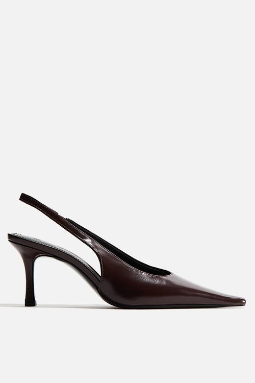 Heeled slingbacks - dark brown