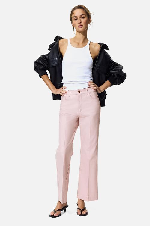 Bootcut cotton canvas trousers - light pink