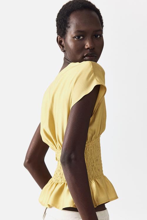 Smocked top - dusty yellow