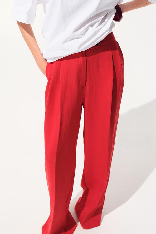 Wide tailored trousers - bright red