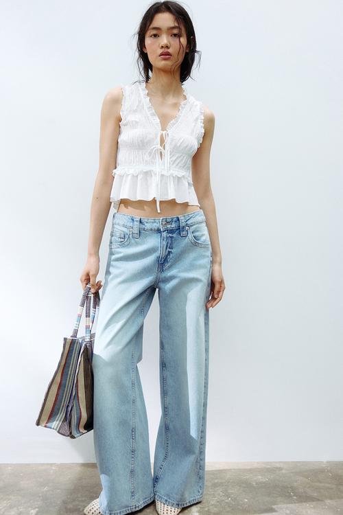 Baggy wide low waist jeans - light denim blue