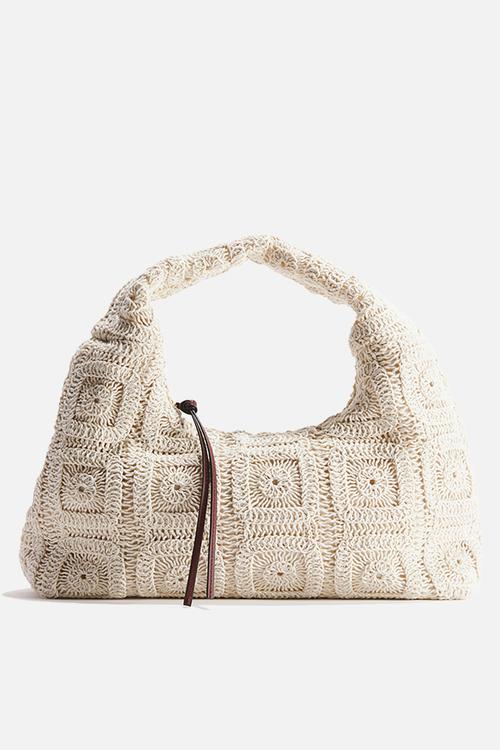 Crochet-look handbag - light beige