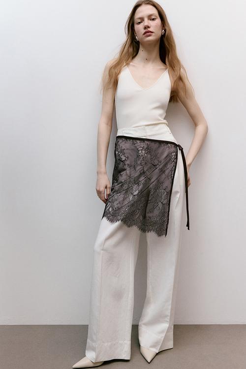 Lace hip scarf - dark brown
