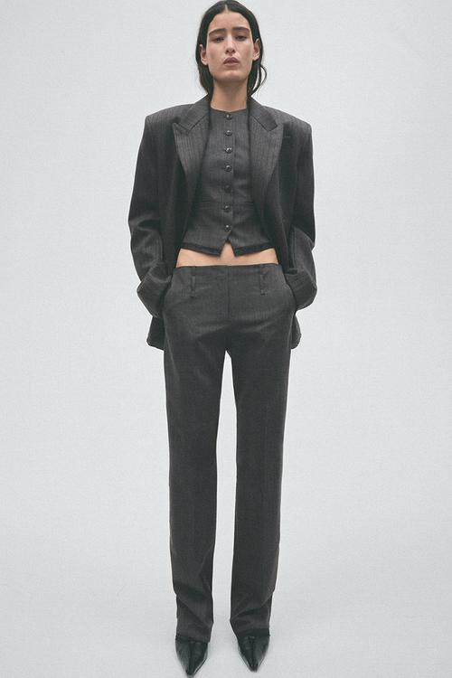 H&M Studio: Tailored wool trousers - dark grey marl