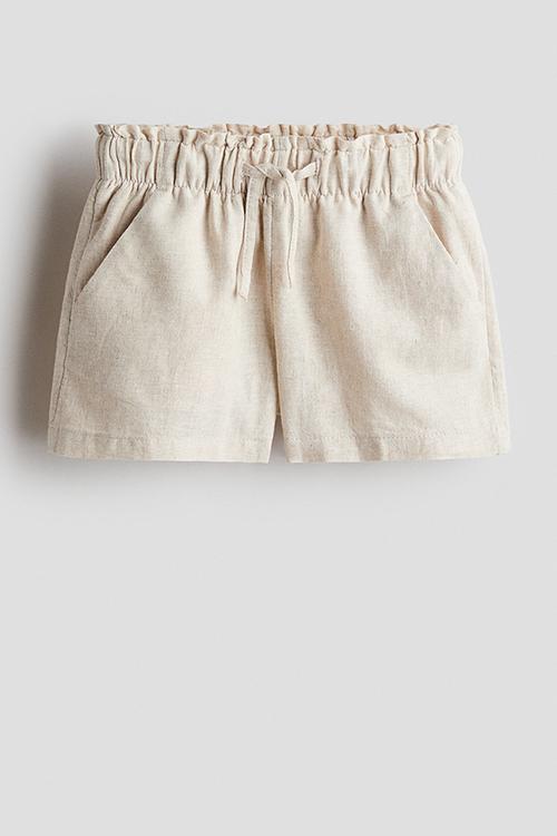 Linen-blend shorts - light beige