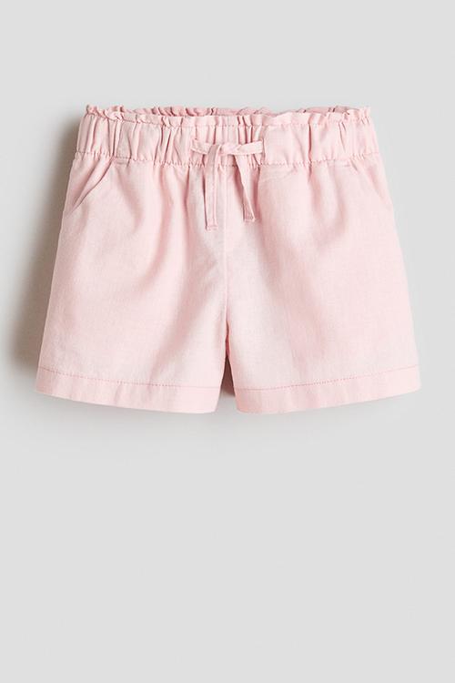 Linen-blend shorts - light pink