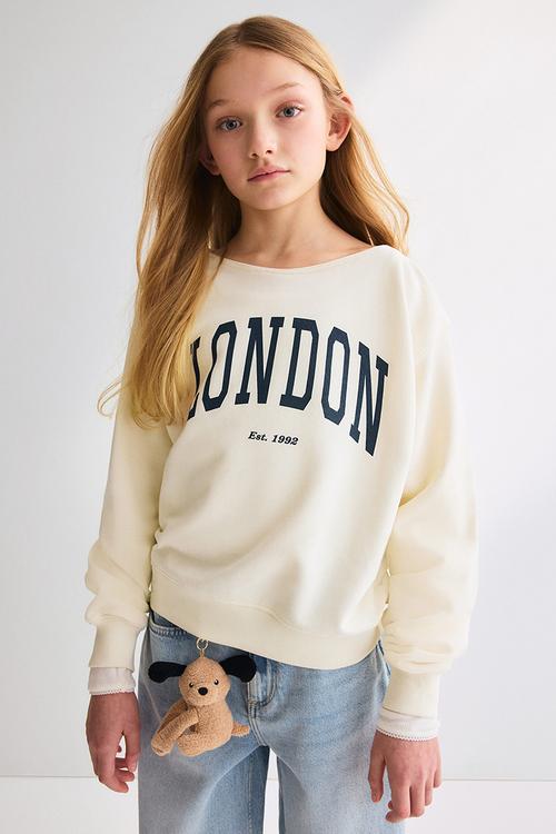 Oversized off-the-shoulder top - cream/london
