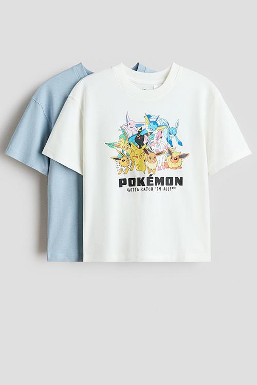 2-Pack T-shirts - light blue/pokemon