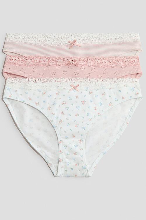3-Pack cotton briefs - light pink/floral