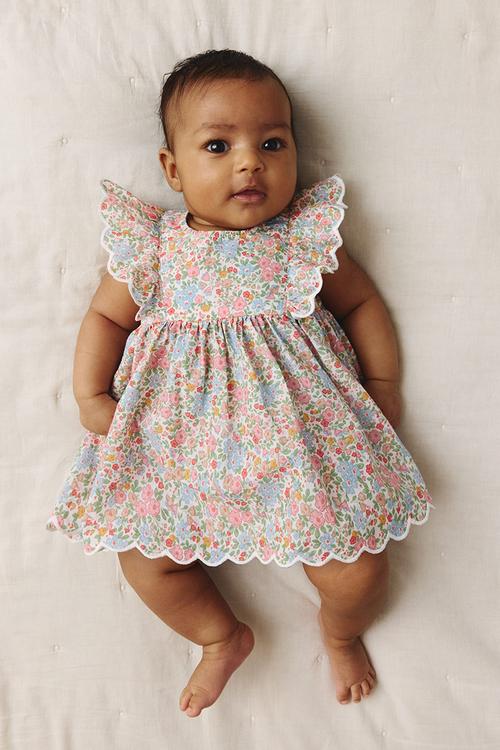 Frill-trimmed bodysuit dress - pink/floral