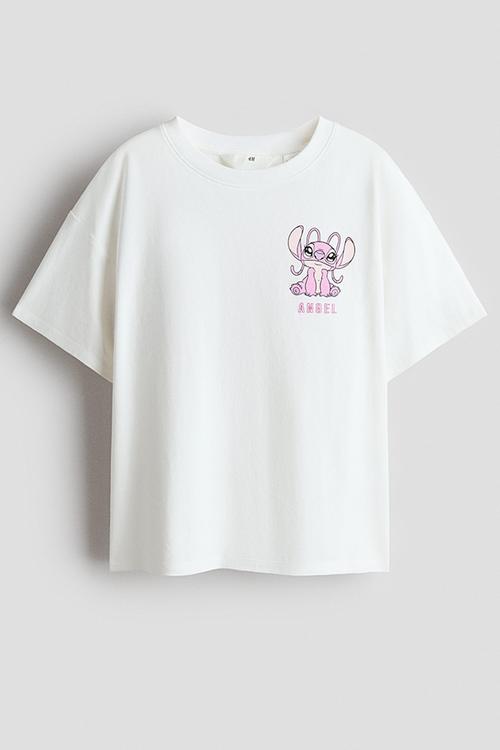 Printed cotton t-shirt - white/lilo & stitch