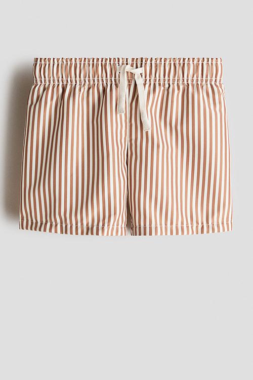 Printed swim shorts - warm brown/striped
