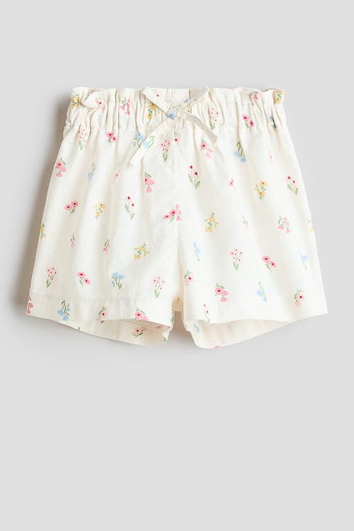 Paper bag shorts - cream/floral