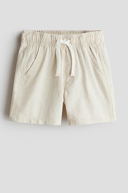 Linen-blend shorts - light beige