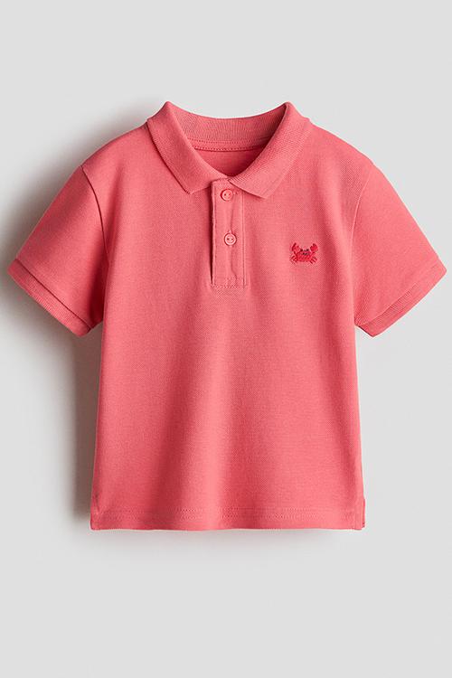 Embroidery-detail polo shirt - raspberry red