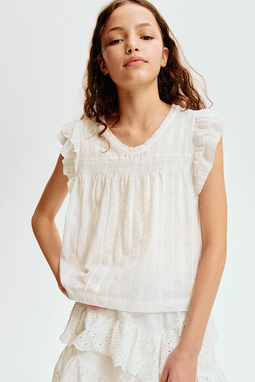 Flutter-sleeved blouse - white