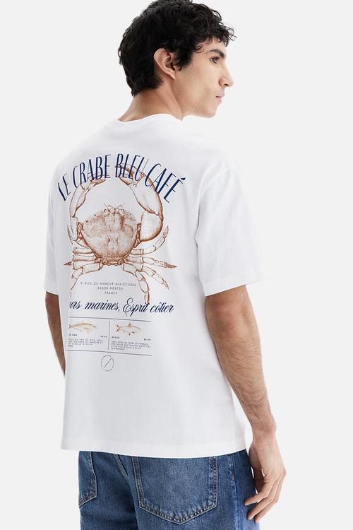 Loose fit printed t-shirt - white/crab