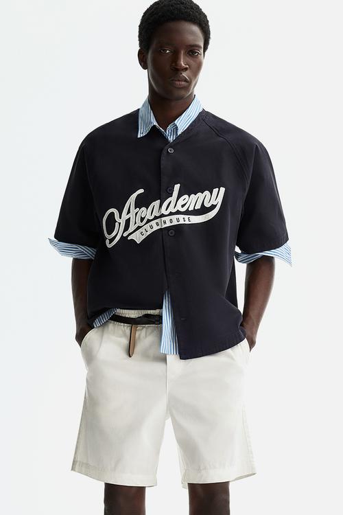 Relaxed fit cotton shorts - white