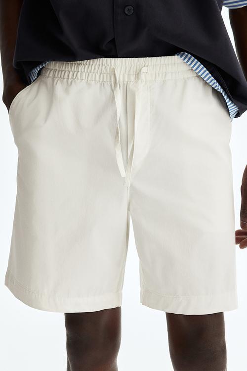 Relaxed fit cotton shorts - white
