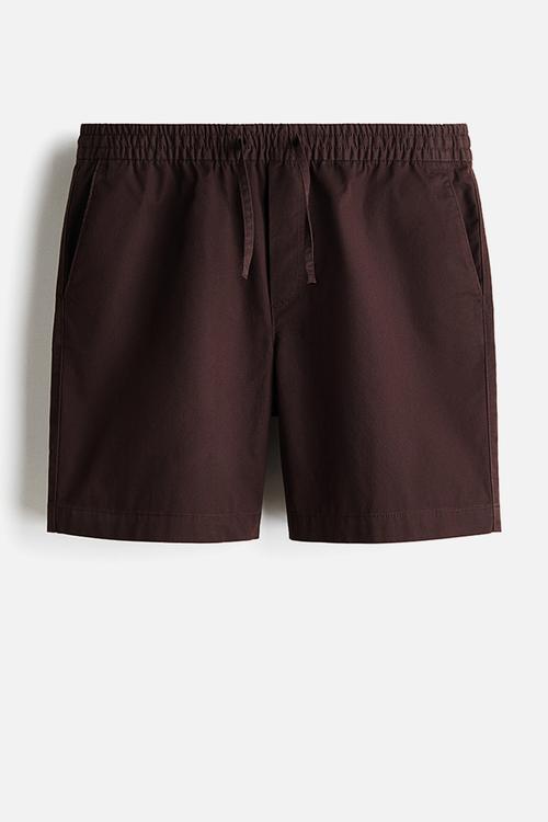 Relaxed fit cotton shorts - dark brown