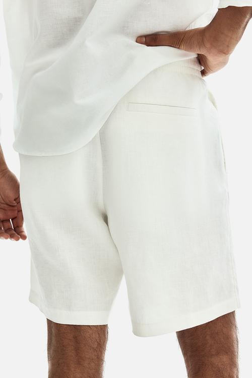 Relaxed fit linen shorts - white