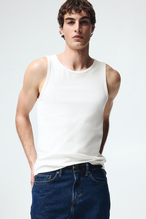 Slim fit ribbed vest top - white