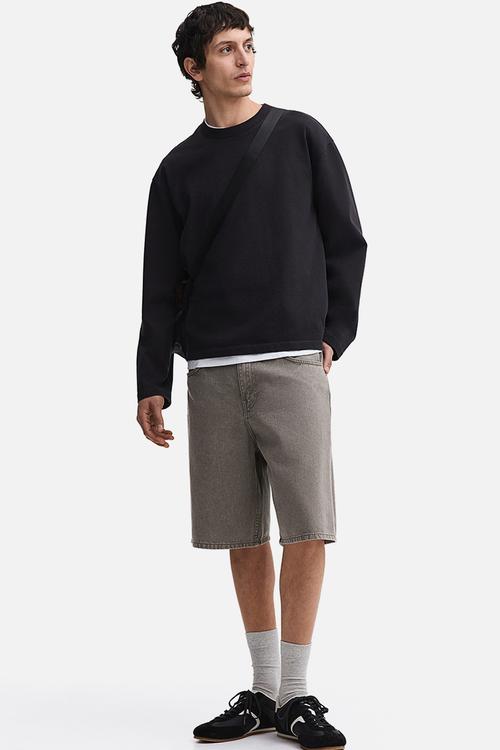 Relaxed denim shorts - beige