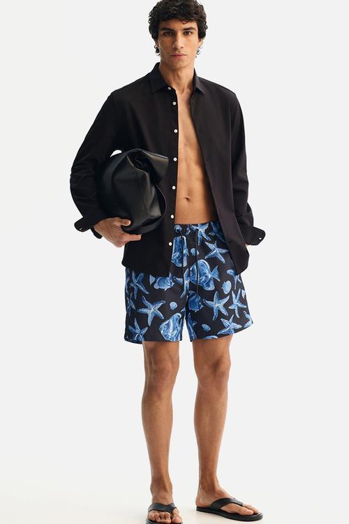 Patterned swim shorts - navy blue/patterned