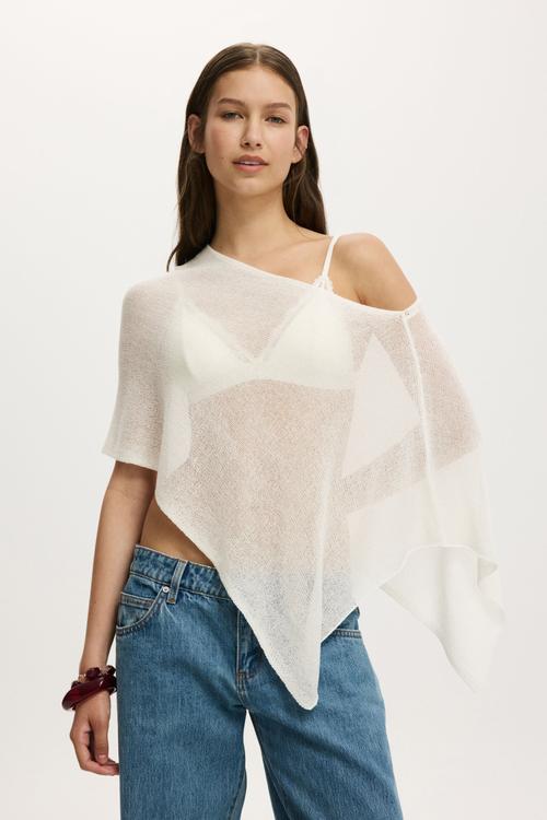 Sheer Knit Poncho - Porcelain