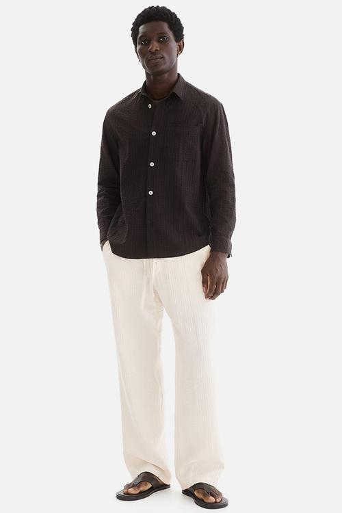 Relaxed fit textured trousers - white