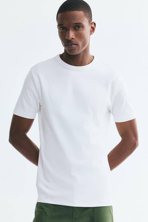 Slim fit ribbed t-shirt - white