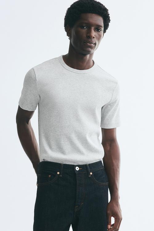 Slim fit ribbed t-shirt - light grey marl
