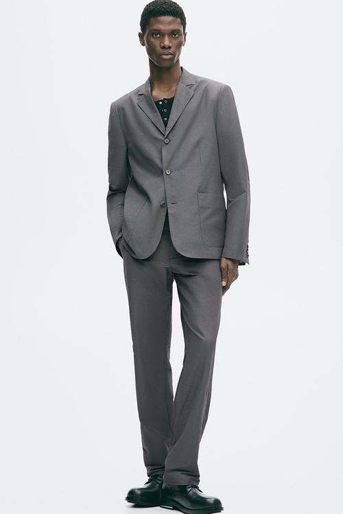 Relaxed fit single-breasted jacket - dark grey