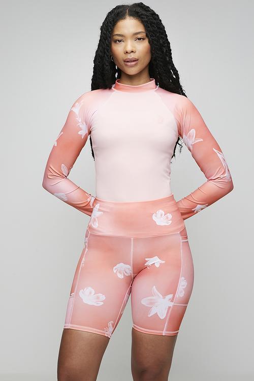 Ladies bike short - floral sunset