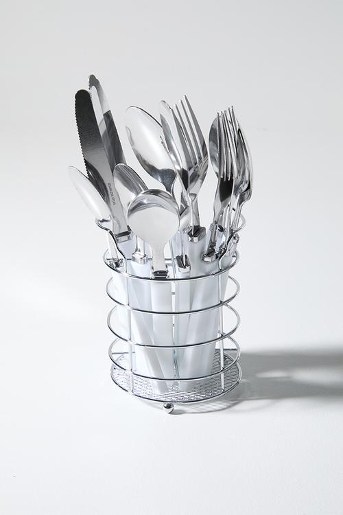 Chrome S steel 17pcs cutlery set - White