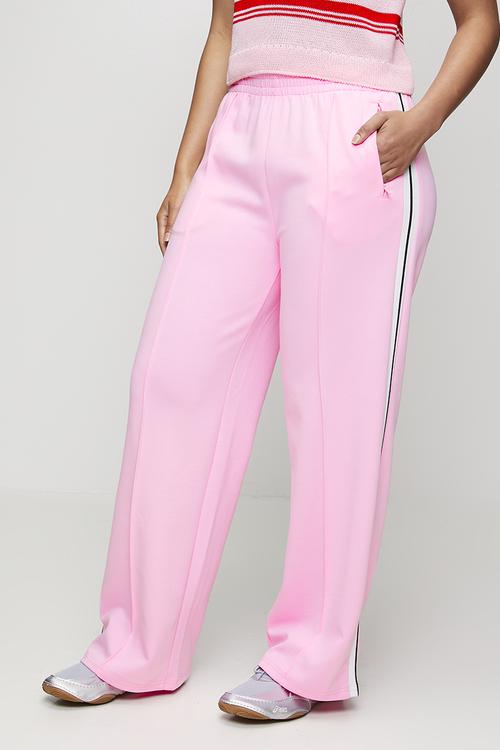 Pull On Elasticated Straight Leg Jogger With Side Tape Detail - Pink