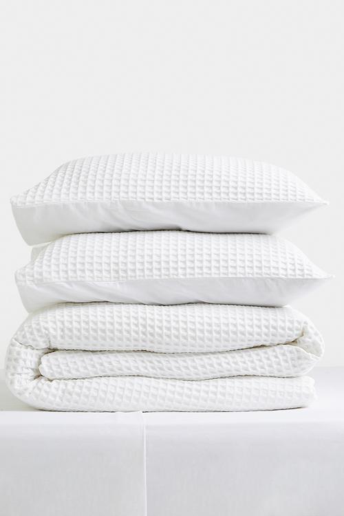 Mesa Cotton Waffle Duvet Cover Set - White