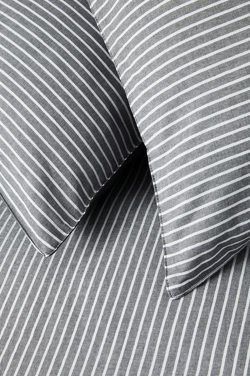 Slate Cotton Yarn Dye Stripe Duvet Cover - Grey