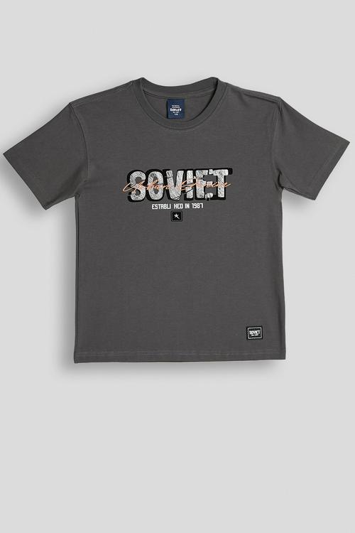 Boys S/Slv Crew Neck Tee (Box Fit) - Anthracite