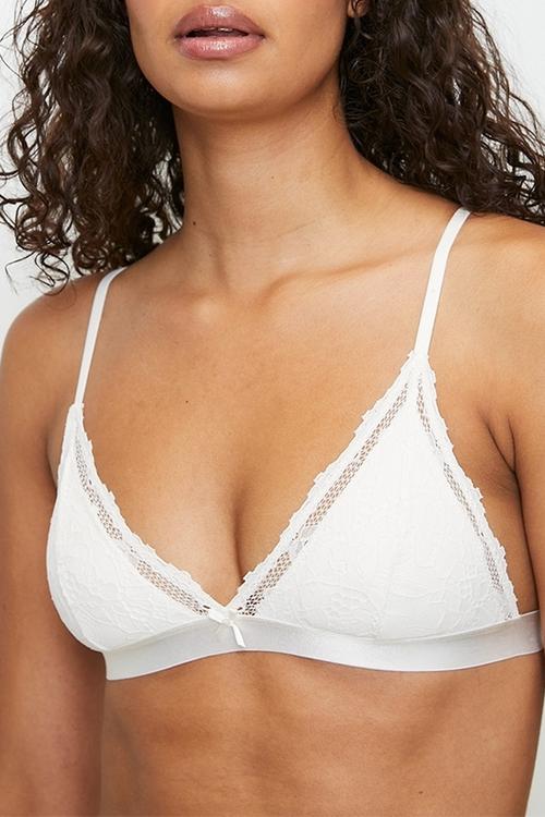Everyday lace triangle padded bralette - cream
